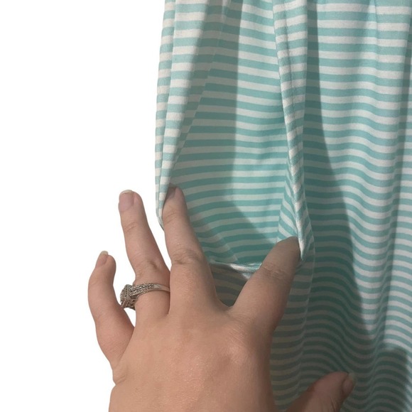 Selene Buttery Soft Turquoise & White Striped Pajama Pants w/Pockets - Picture 3 of 8